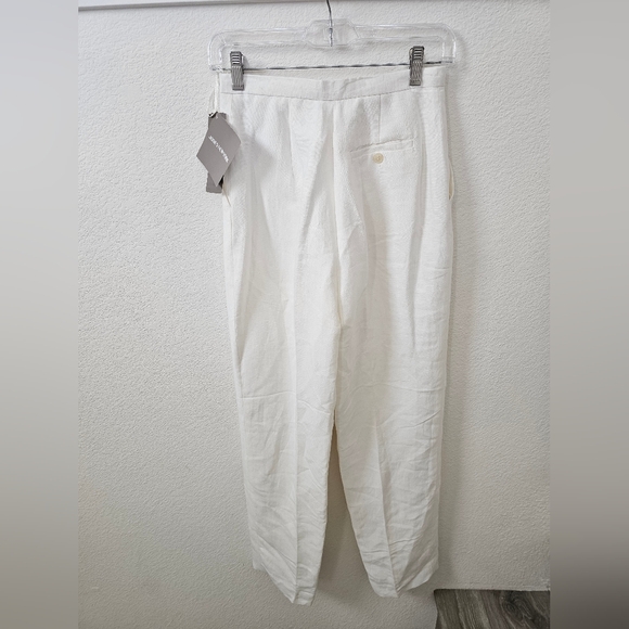 Jones New York White Linen Pants White Pleated Linen Trousers sz 4 New With Tags - Picture 3 of 6